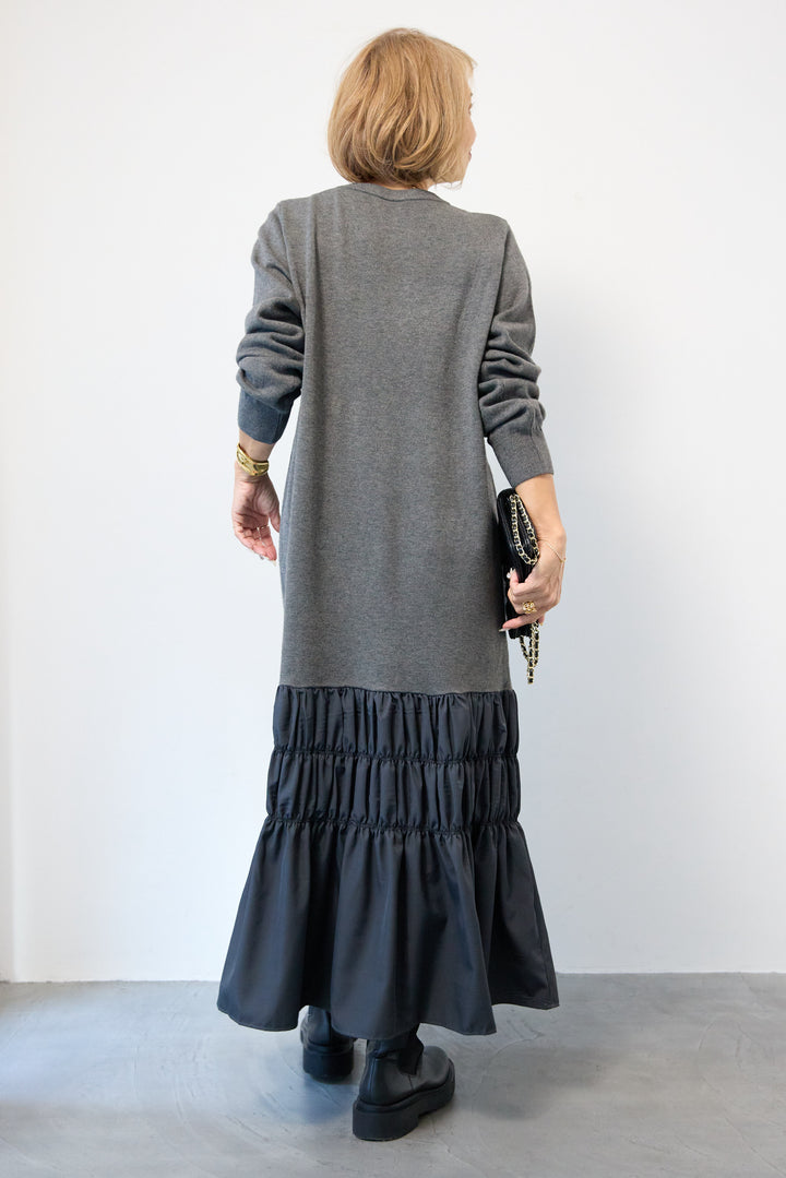 異素材ドッキングニットワンピース