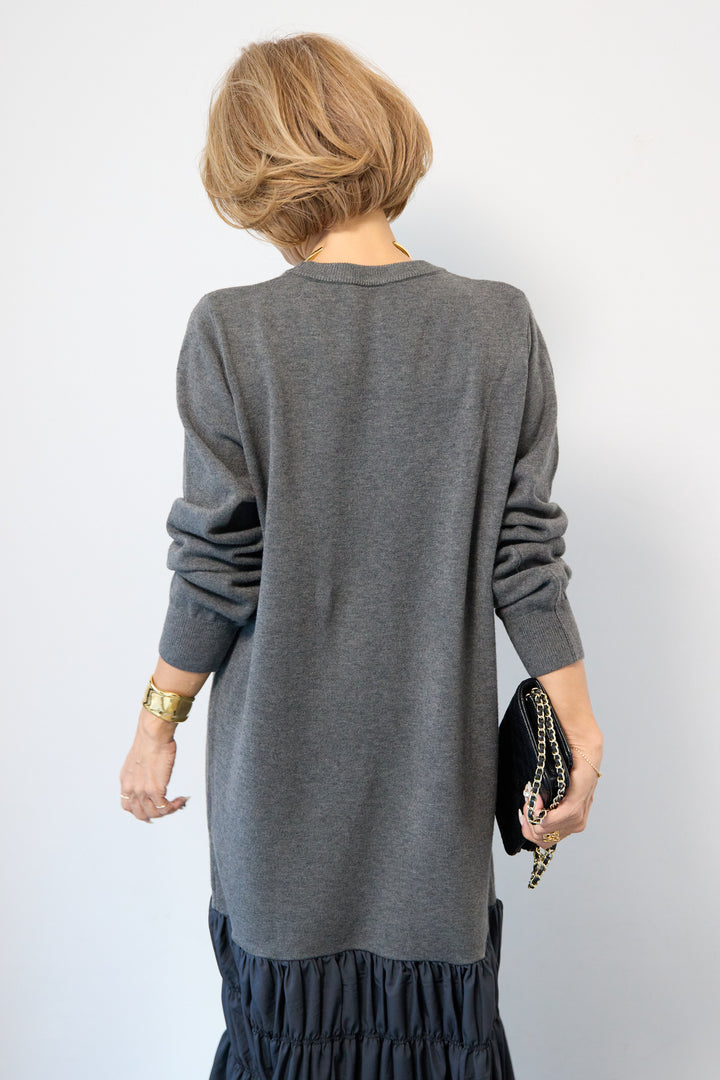 異素材ドッキングニットワンピース