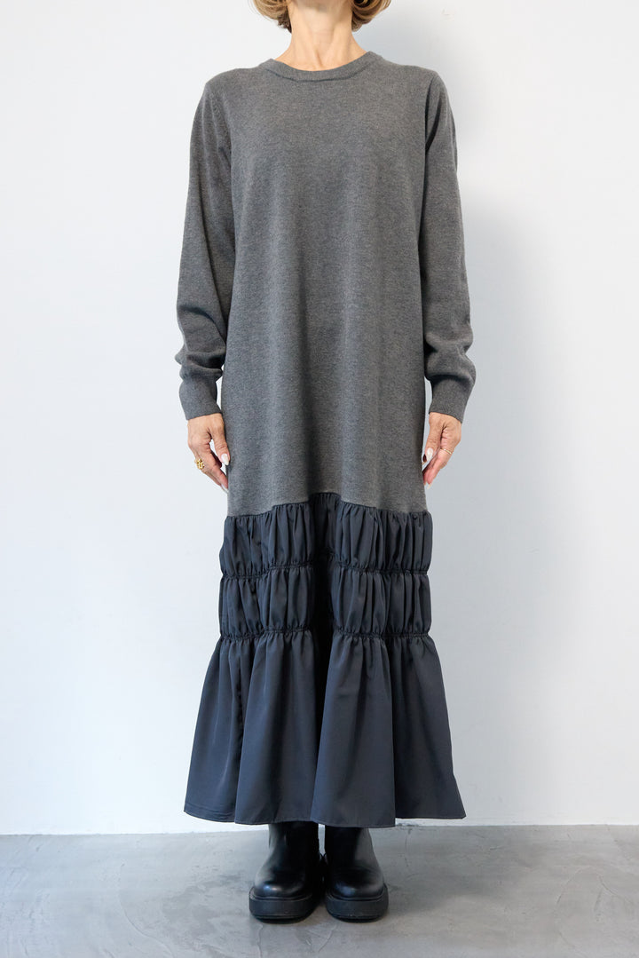 異素材ドッキングニットワンピース