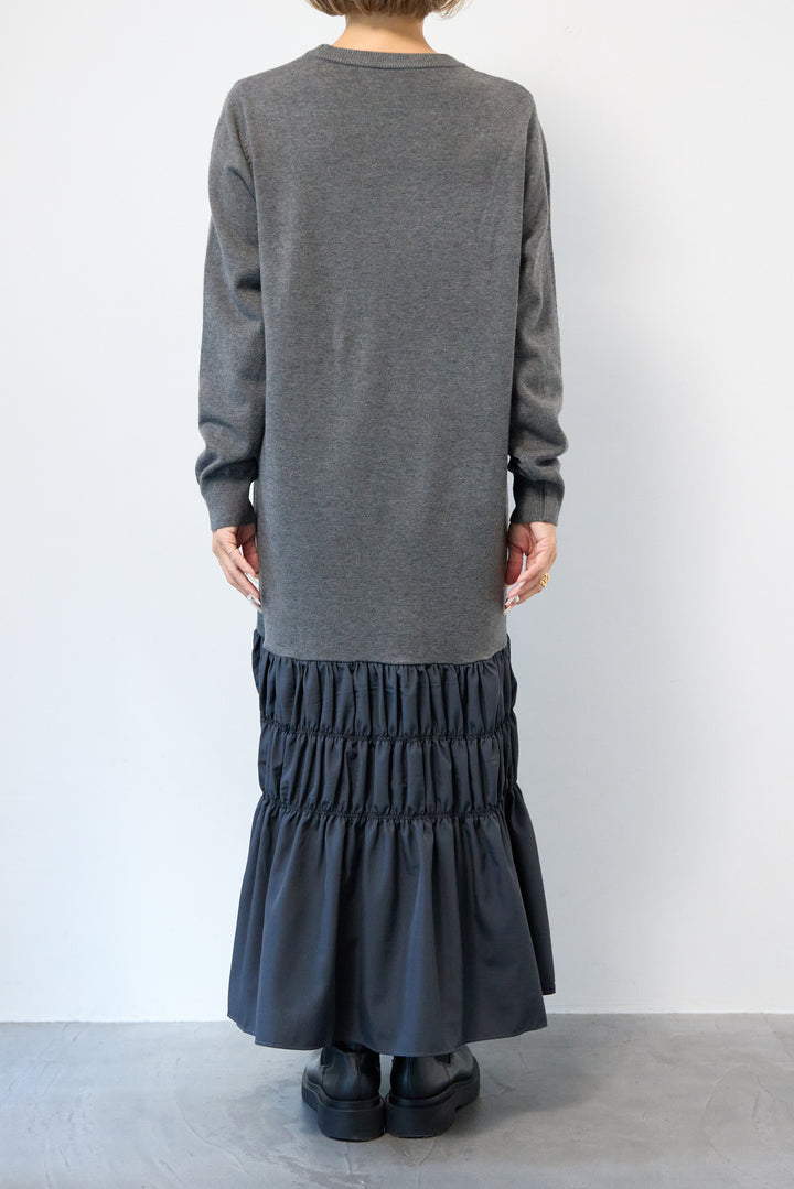 異素材ドッキングニットワンピース