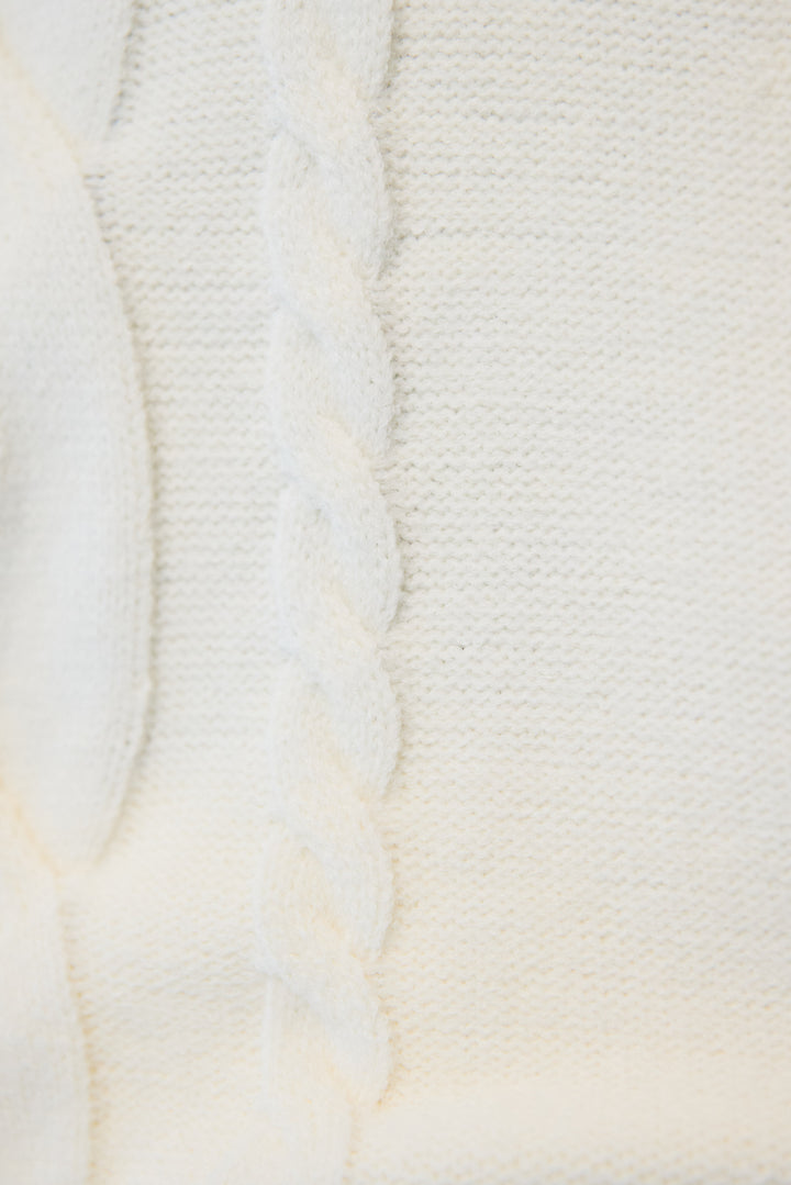 袖ファーケーブルニット ポンチョ