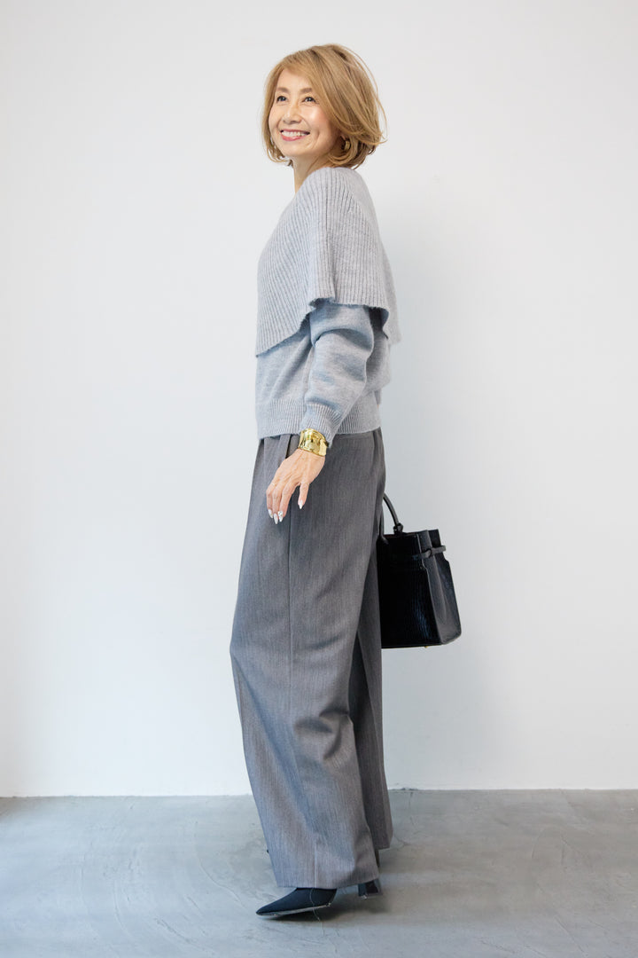 ケープド・リブニットプルオーバー