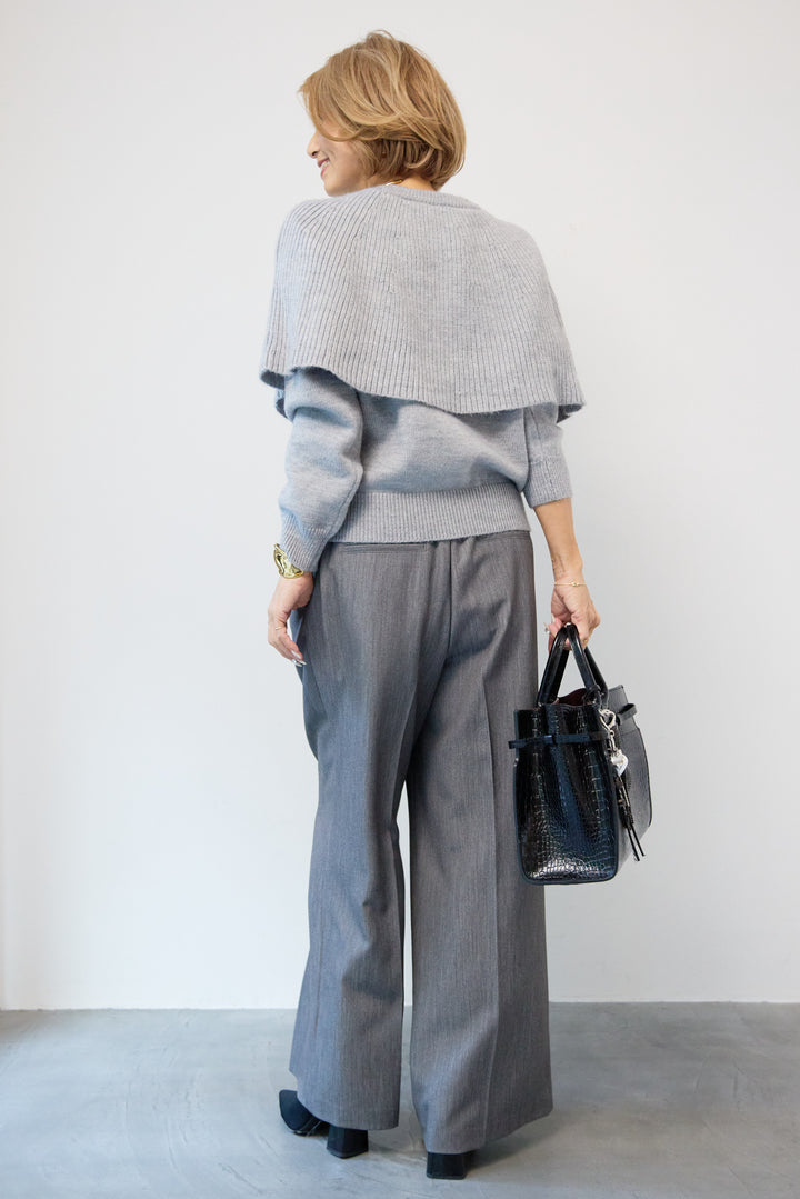 ケープド・リブニットプルオーバー