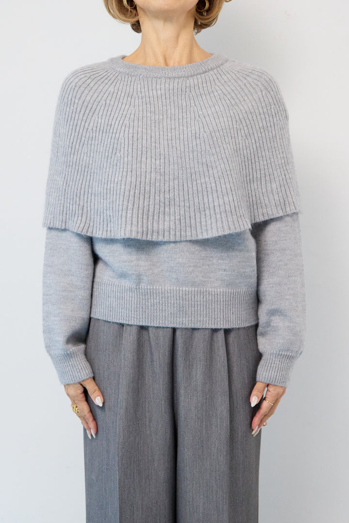 ケープド・リブニットプルオーバー