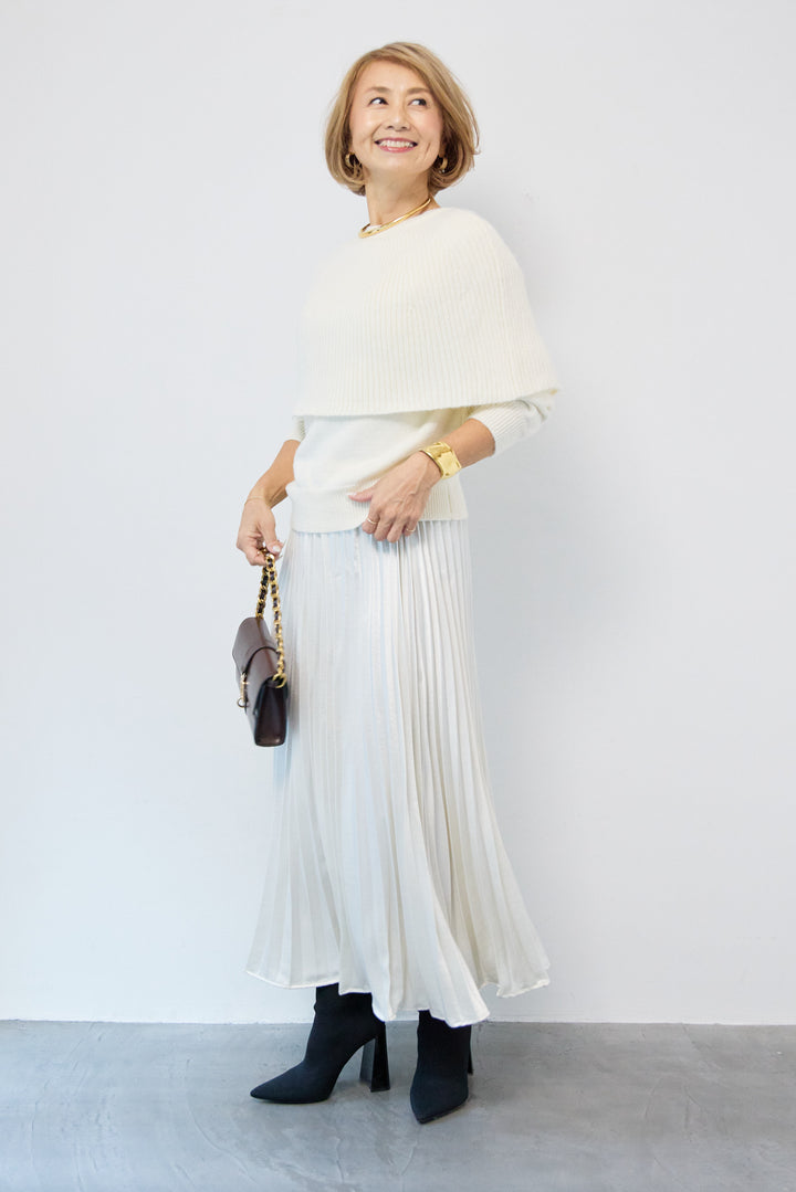 ケープド・リブニットプルオーバー