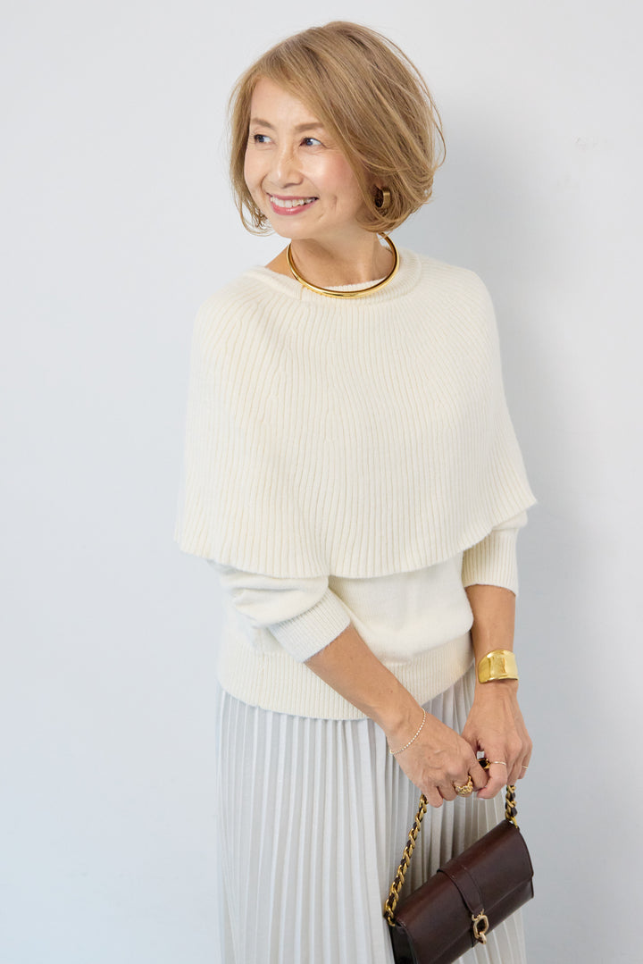 ケープド・リブニットプルオーバー