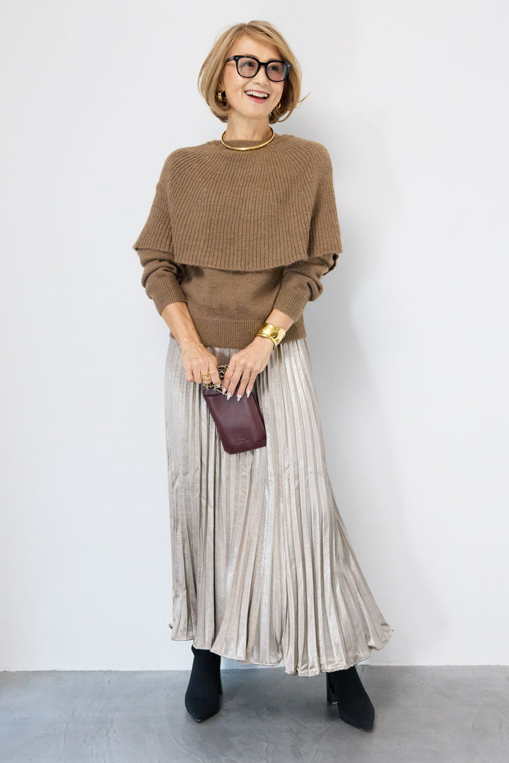 ケープド・リブニットプルオーバー