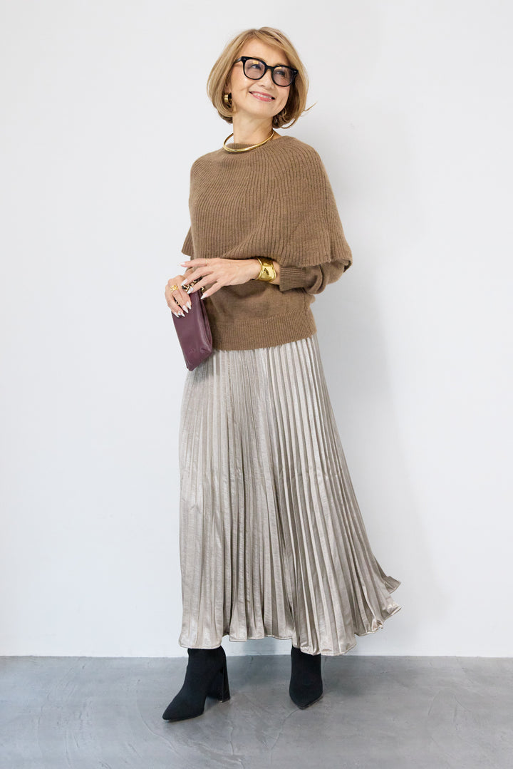 ケープド・リブニットプルオーバー