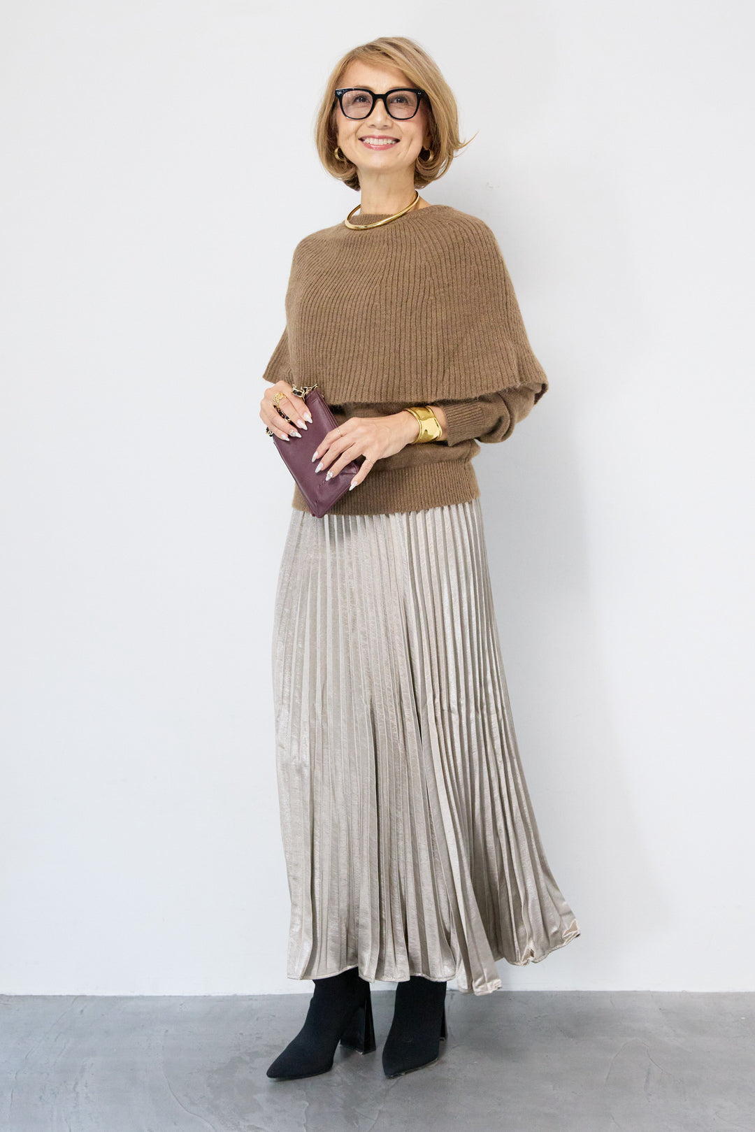 ケープド・リブニットプルオーバー