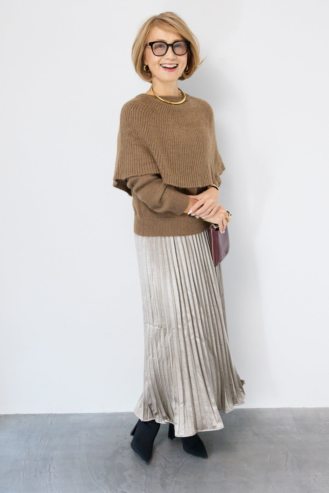 ケープド・リブニットプルオーバー