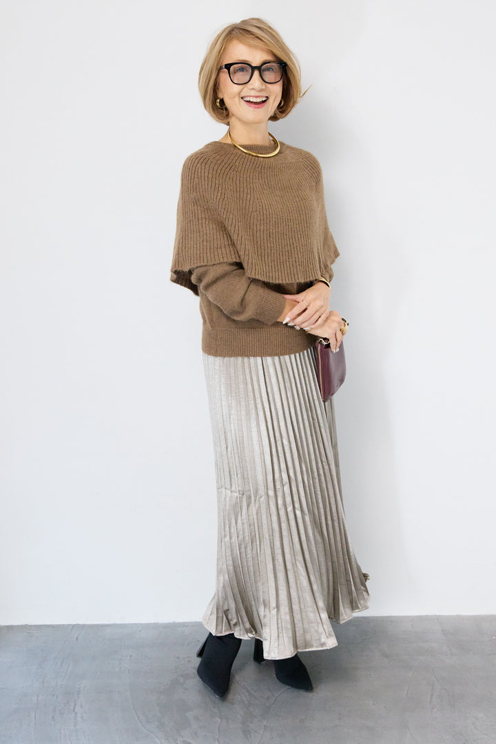 ケープド・リブニットプルオーバー