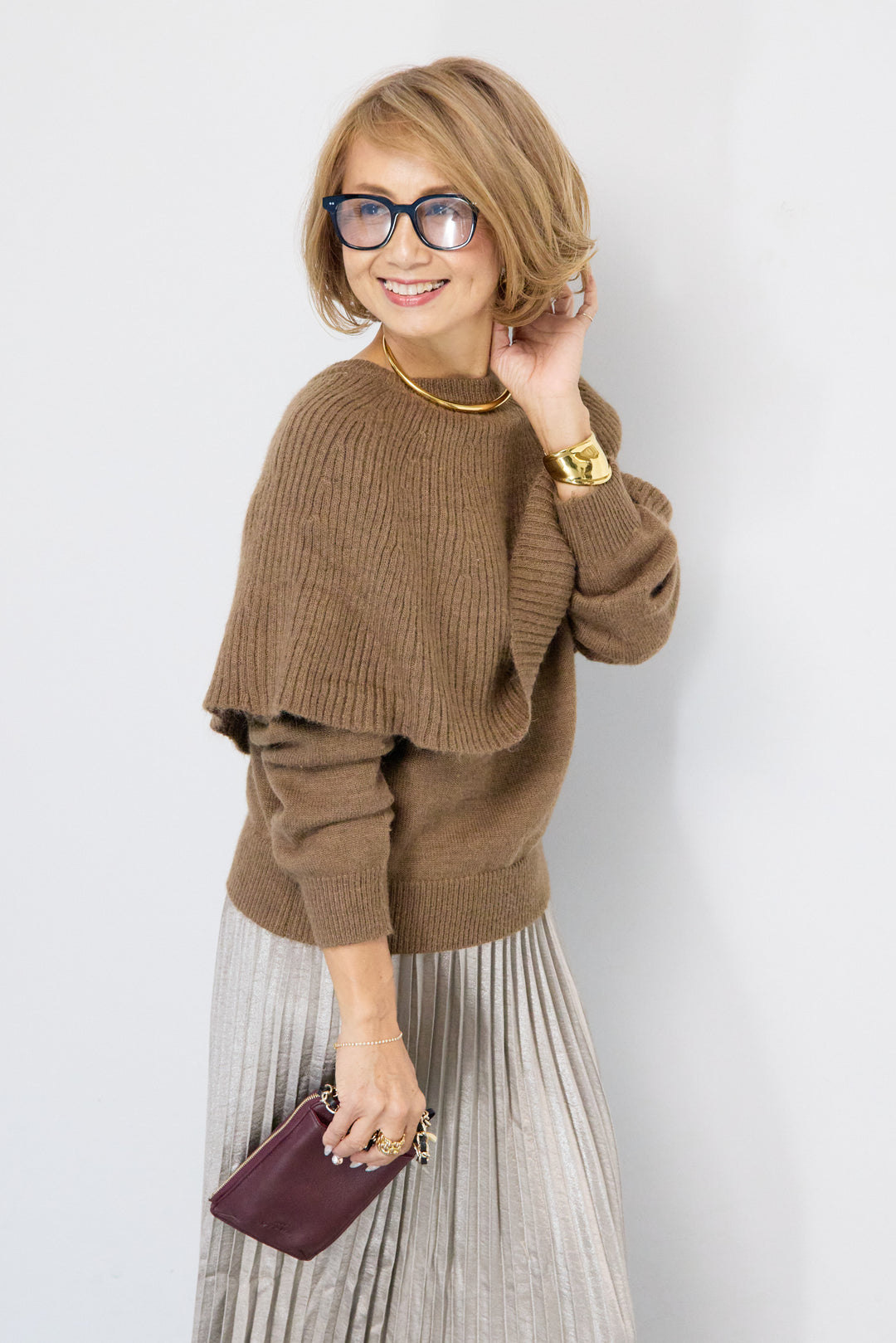 ケープド・リブニットプルオーバー