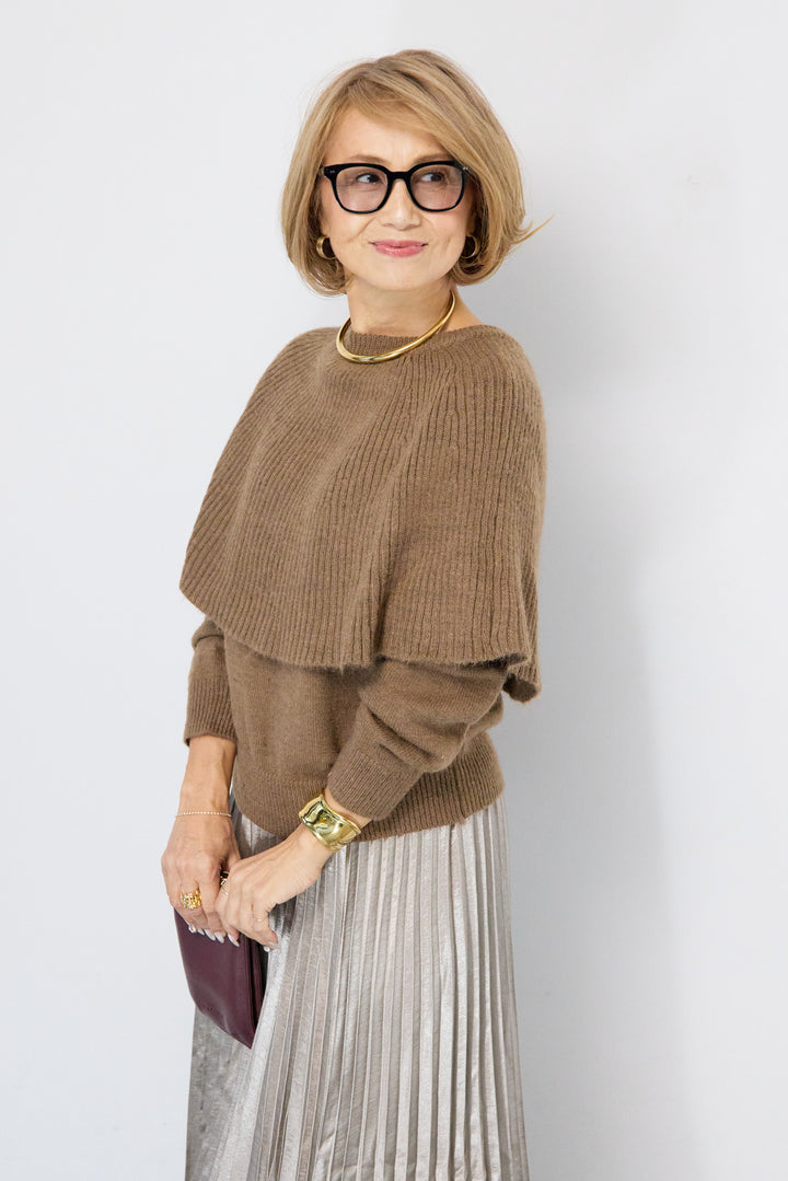 ケープド・リブニットプルオーバー