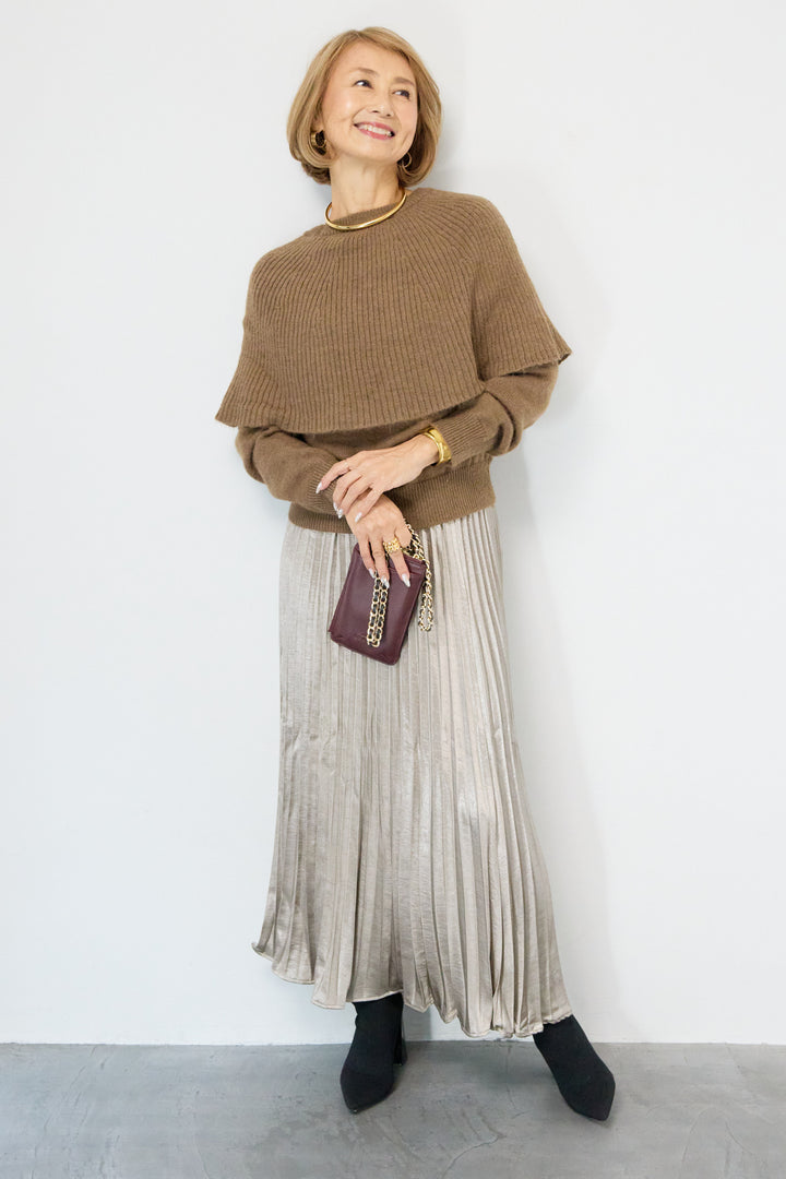 ケープド・リブニットプルオーバー