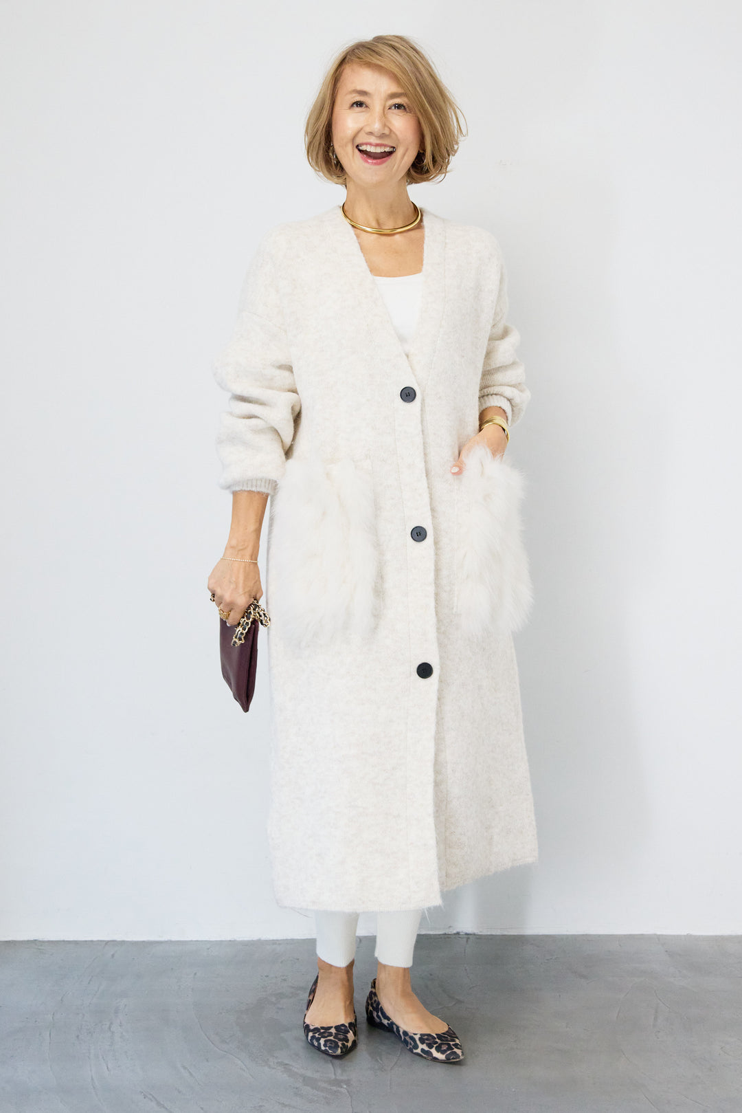 裏起毛リブニットレギンス