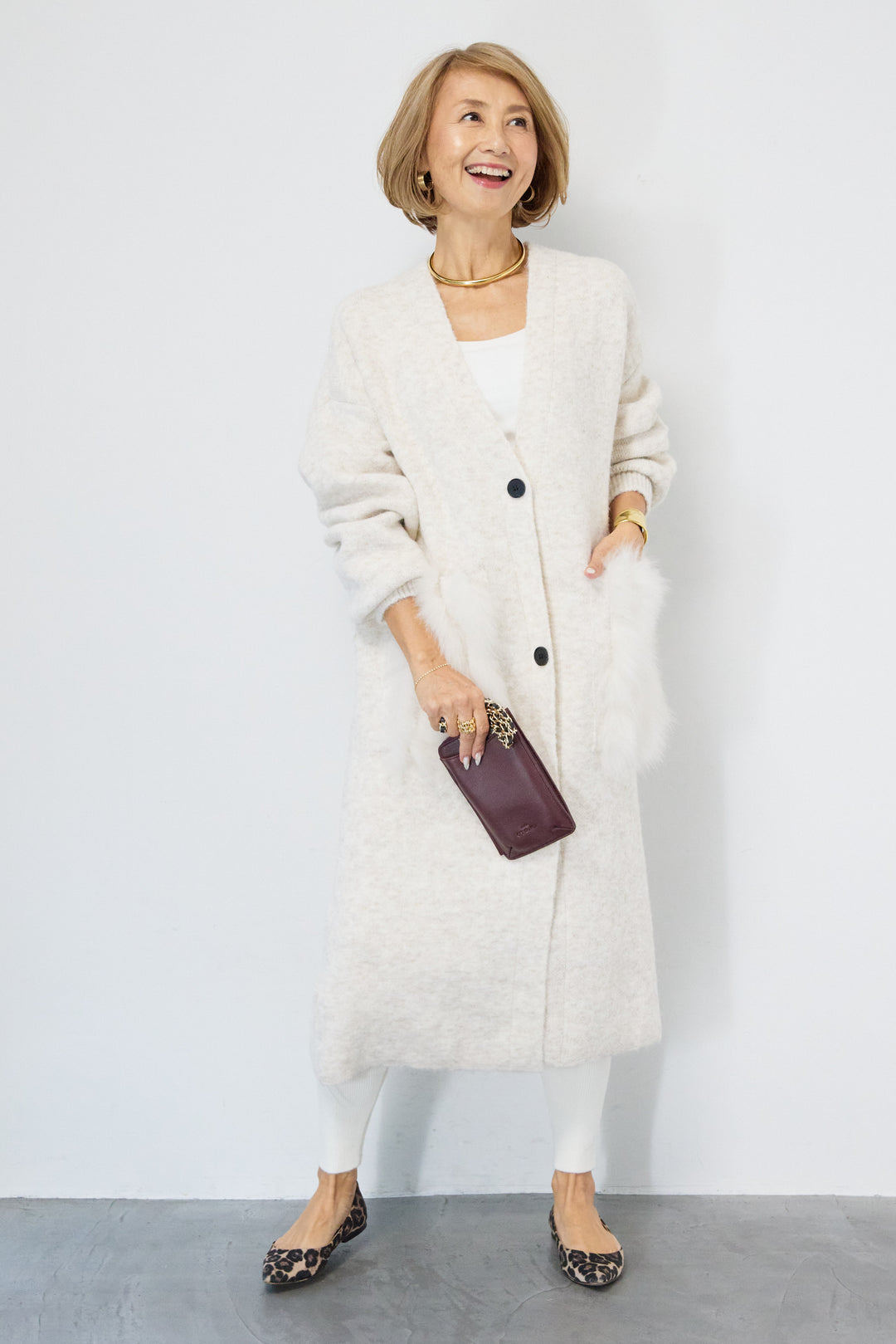 裏起毛リブニットレギンス