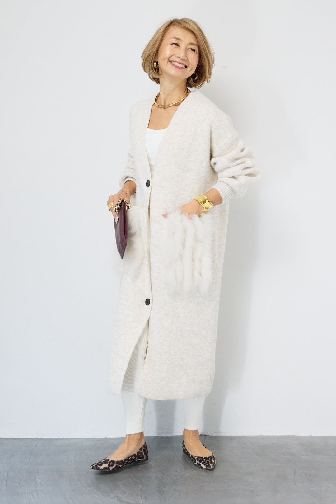 裏起毛リブニットレギンス