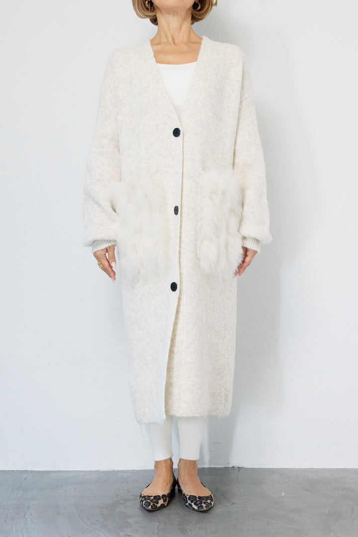 ファーポケットロングカーディガン