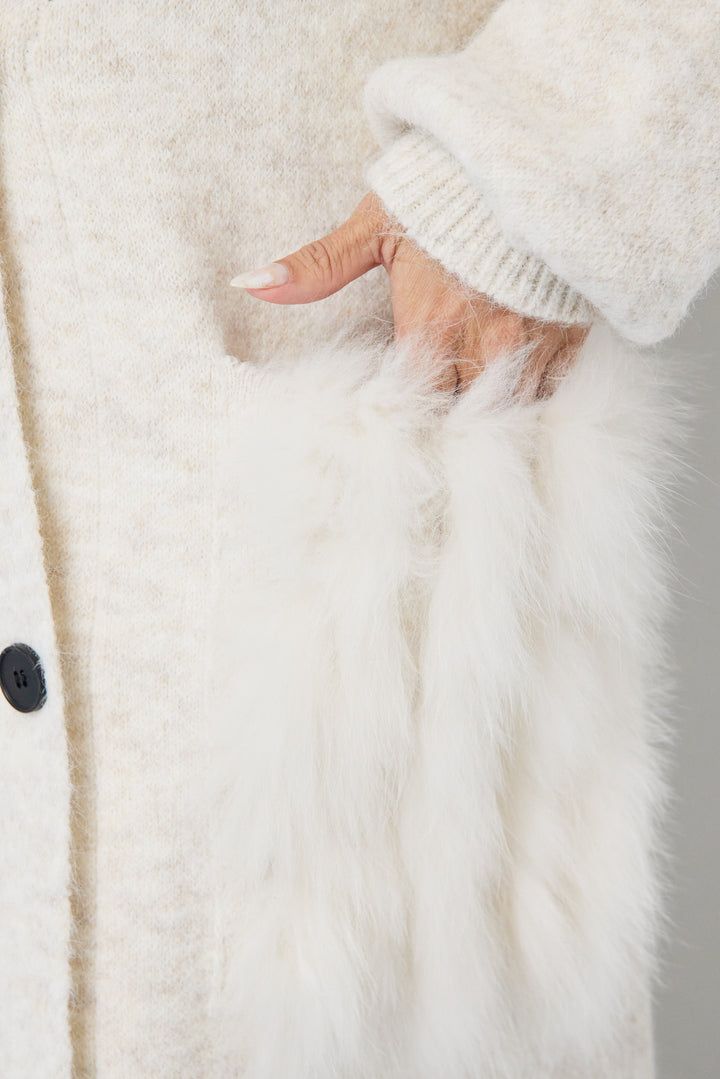 ファーポケットロングカーディガン