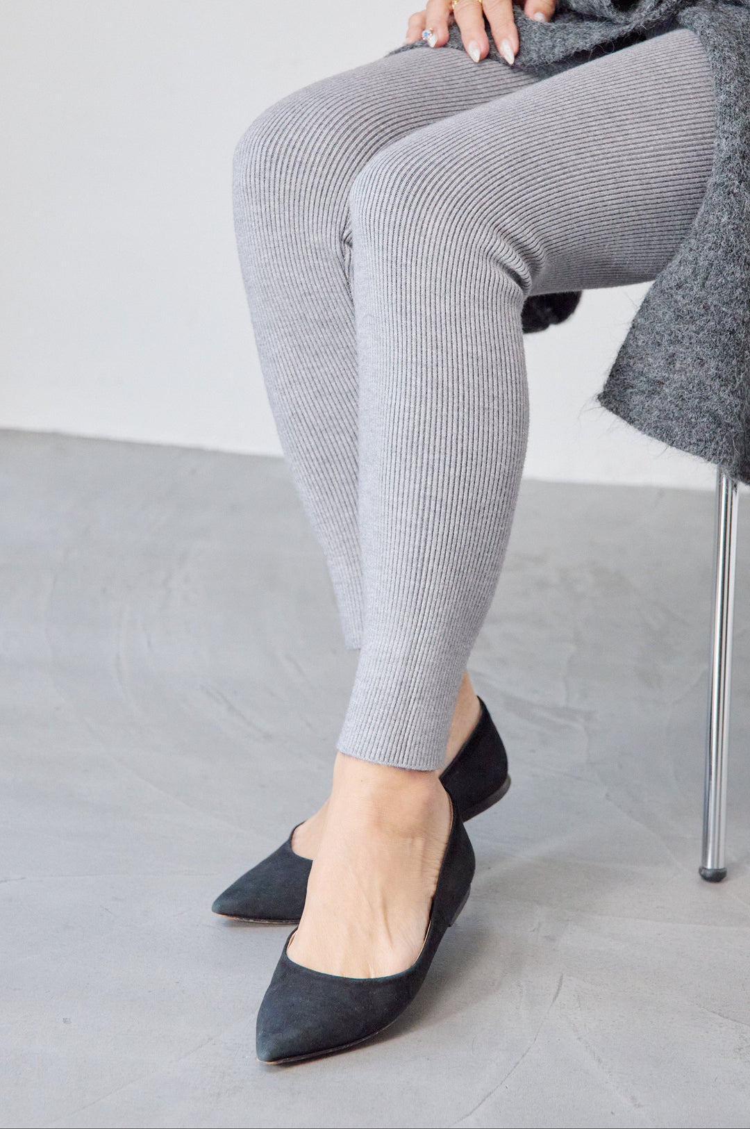 裏起毛リブニットレギンス