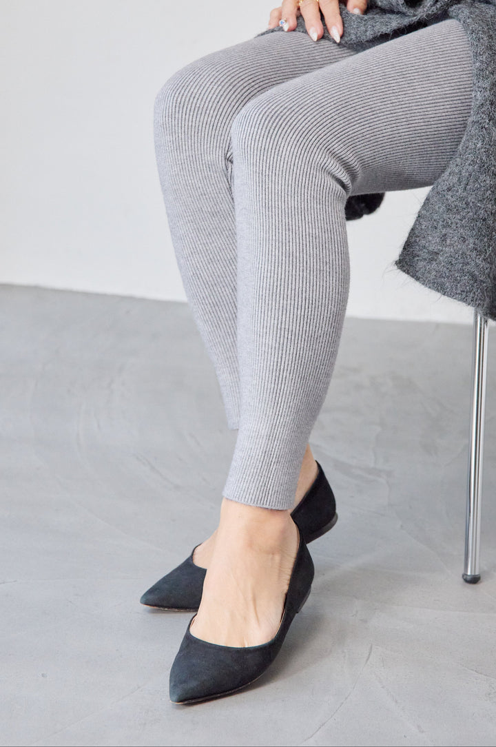 裏起毛リブニットレギンス