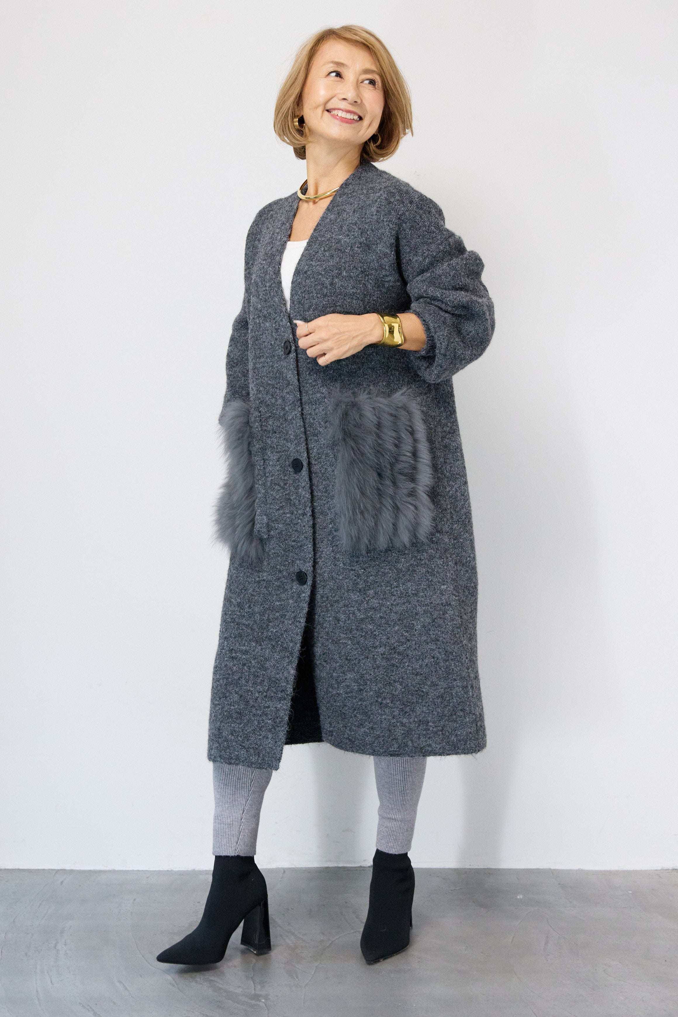ファーポケットロングカーディガン – plusotoha