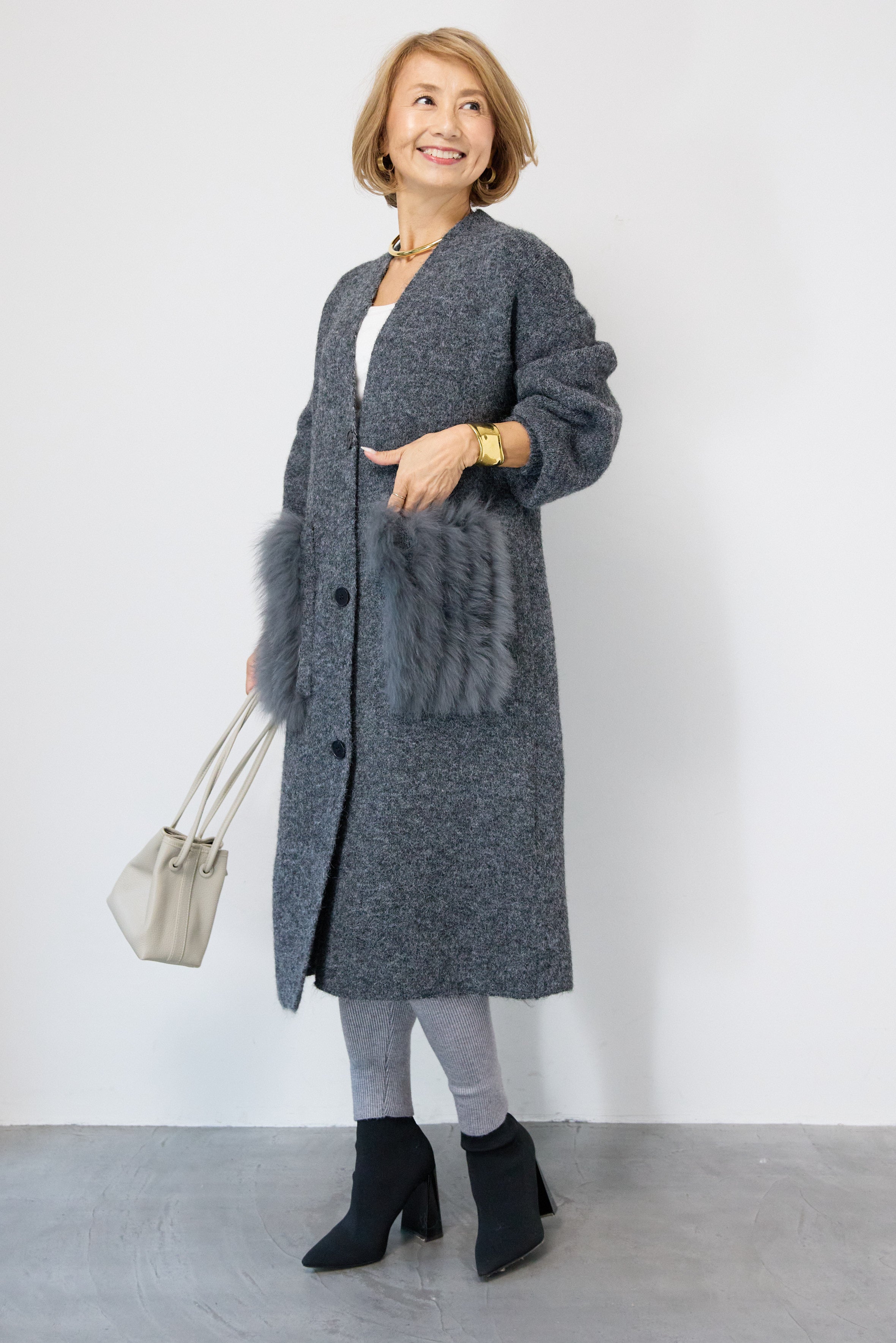 ファーポケットロングカーディガン – plusotoha