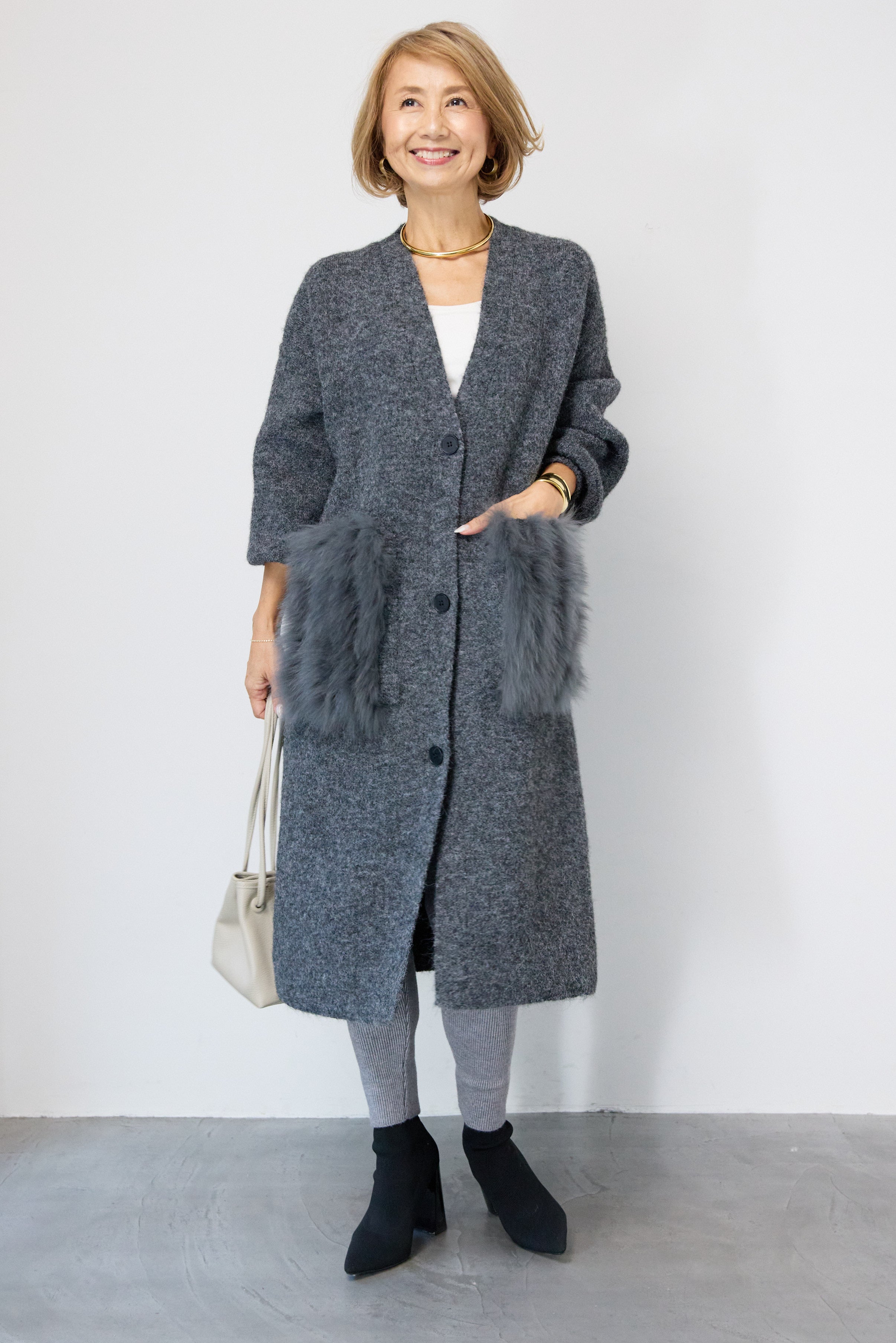 希少✨ファビアナフィリッピ　ロングコート　ニットカーディガン　S グレー　ファー 2026年最新】ファビアナフィリッピ コートの人気アイテム - メルカリ