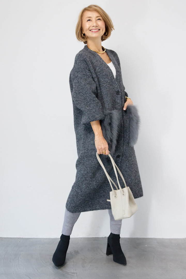 裏起毛リブニットレギンス