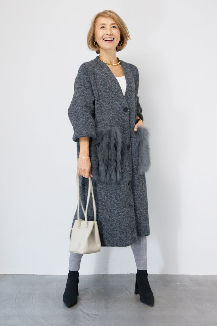 裏起毛リブニットレギンス