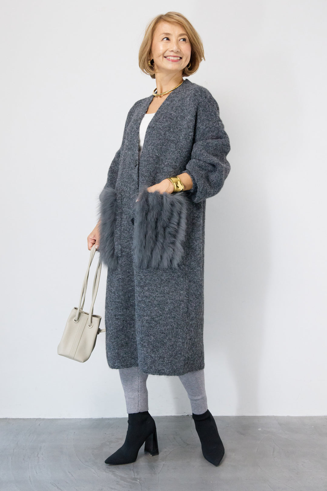 裏起毛リブニットレギンス