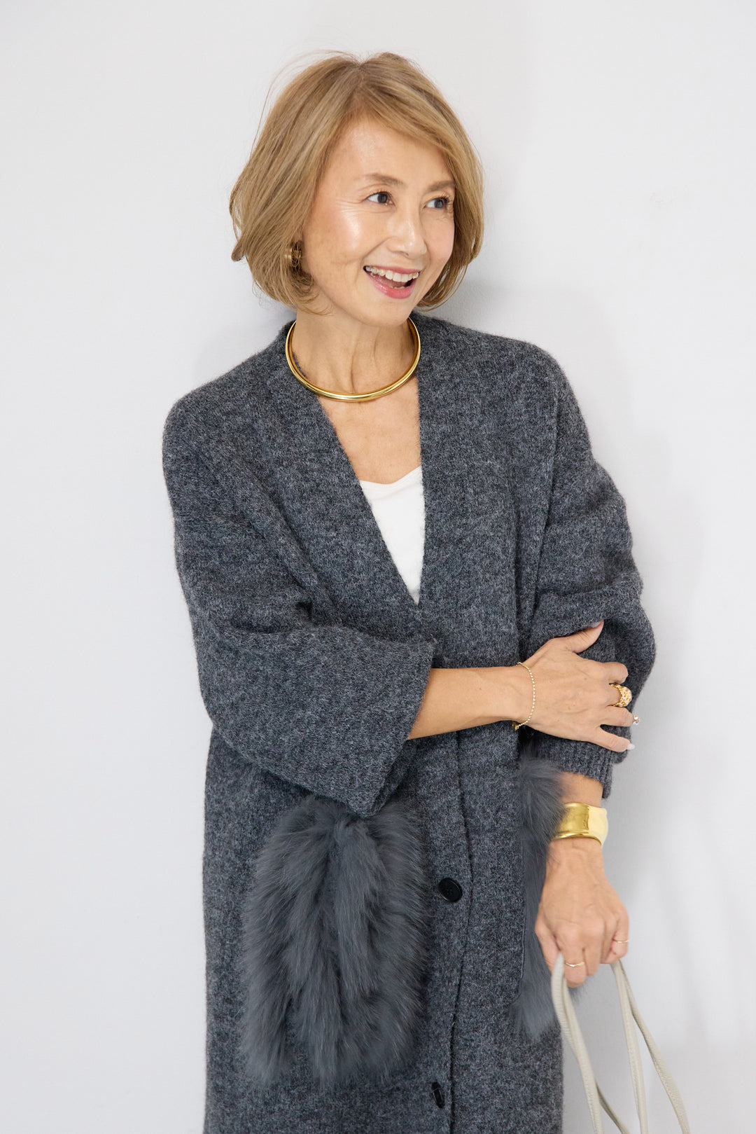 ファーポケットロングカーディガン