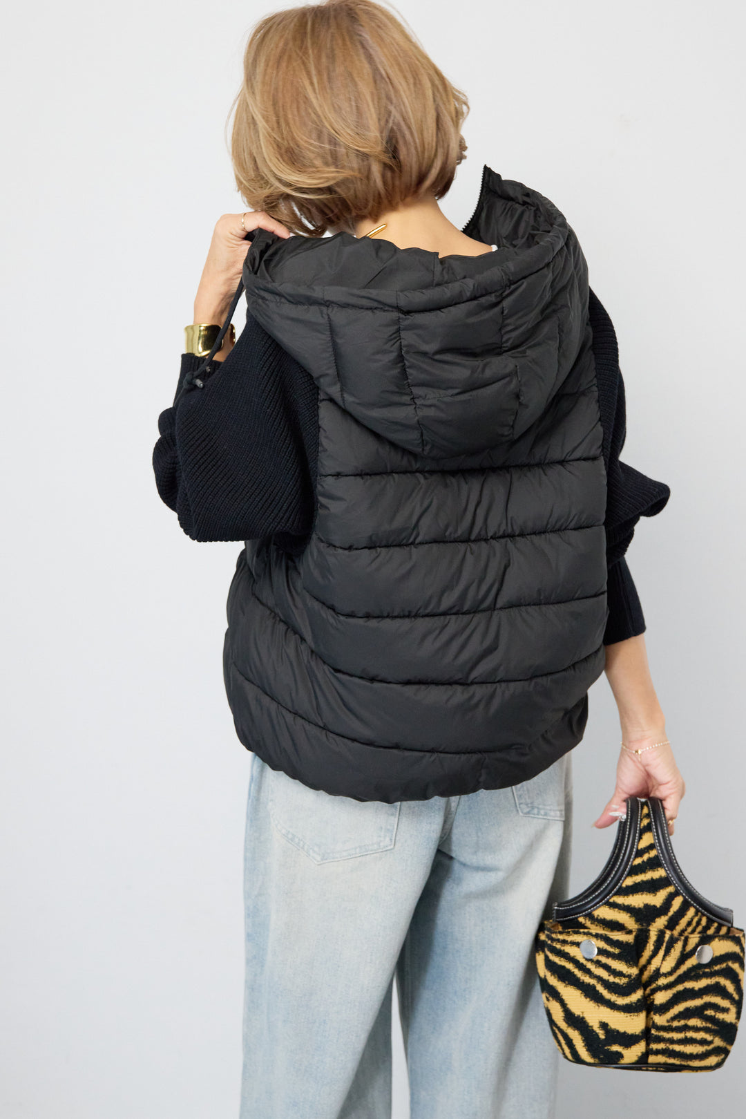 スリーブニットダウンジャケット