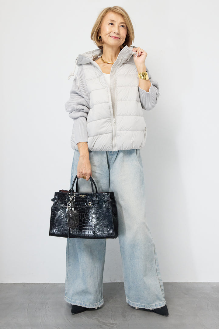 スリーブニットダウンジャケット