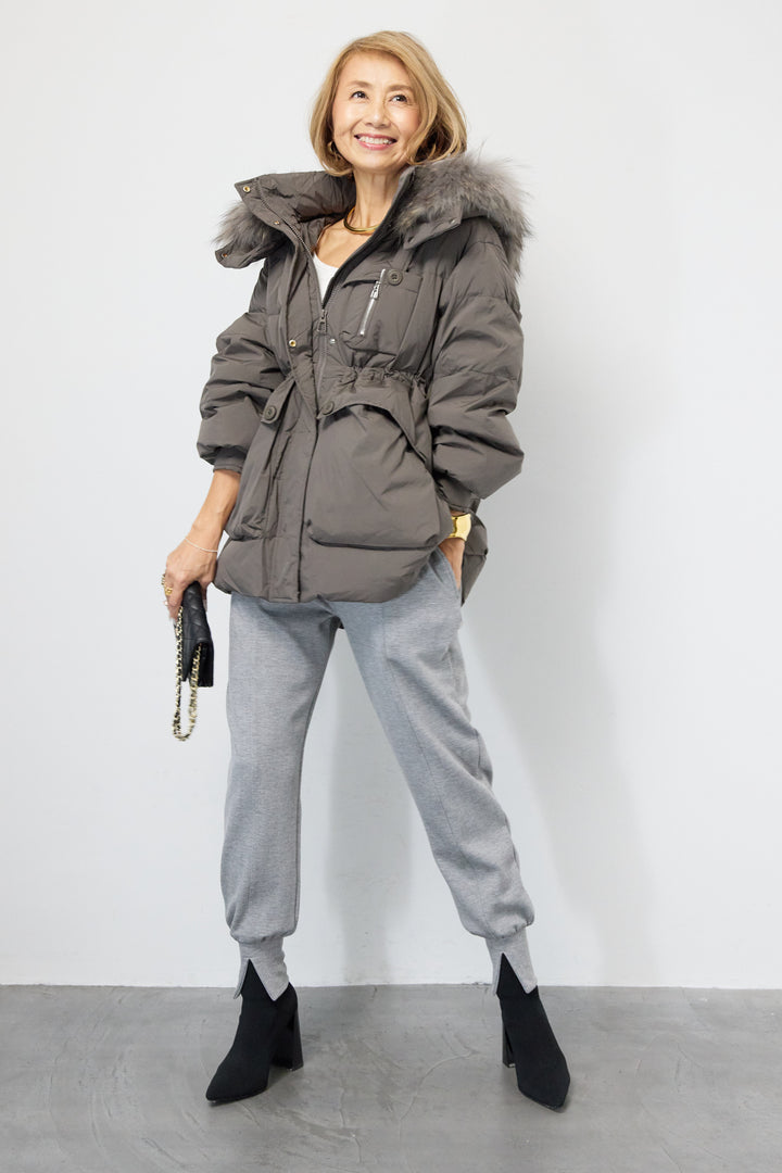 ファーフードダウンコート