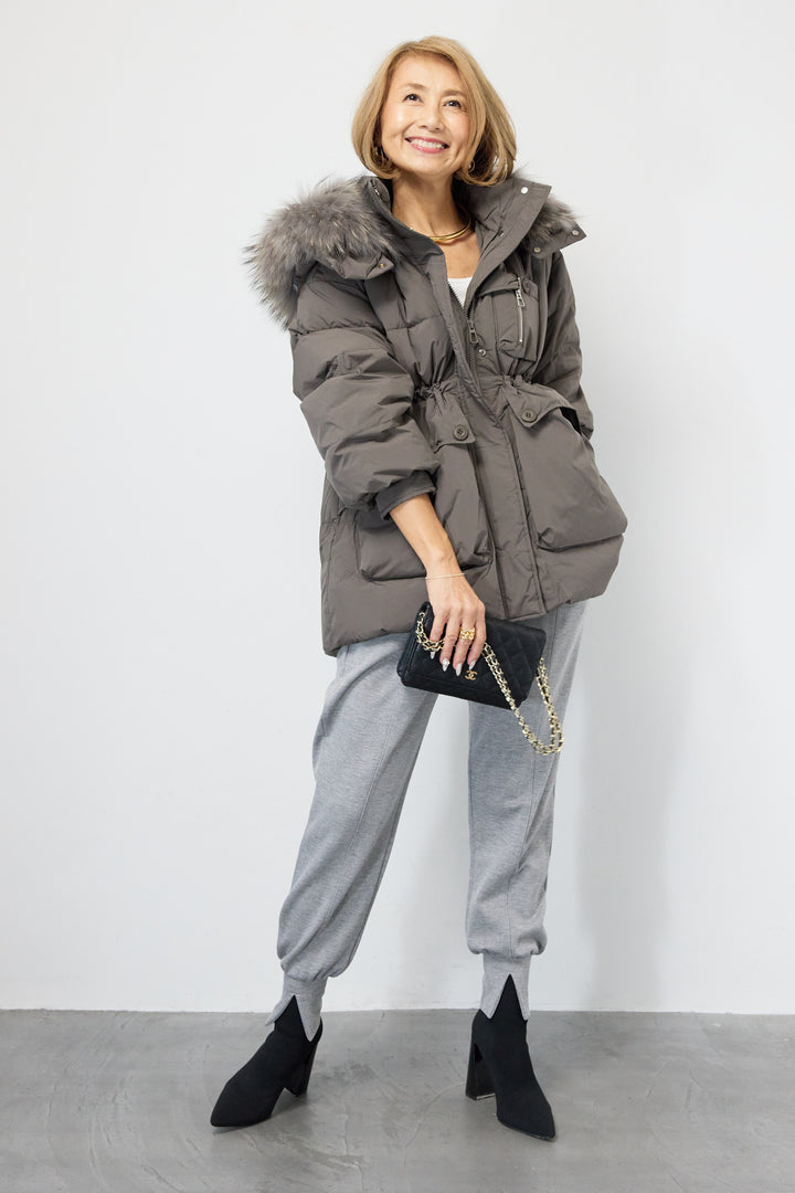 ファーフードダウンコート