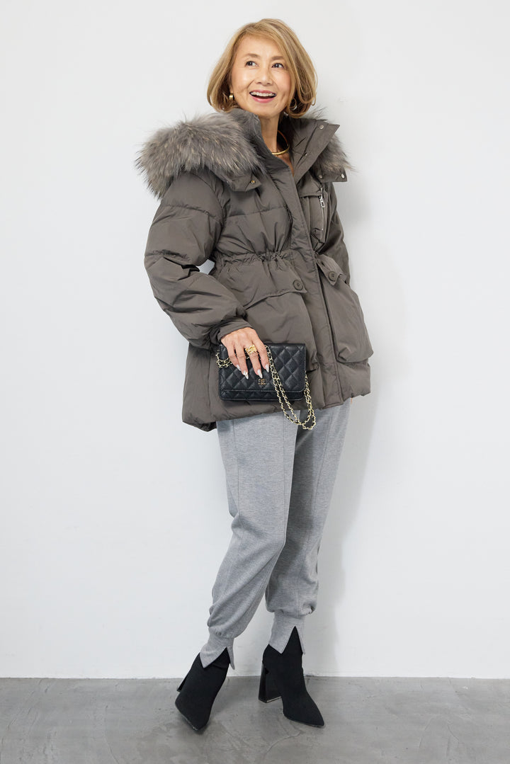 ファーフードダウンコート