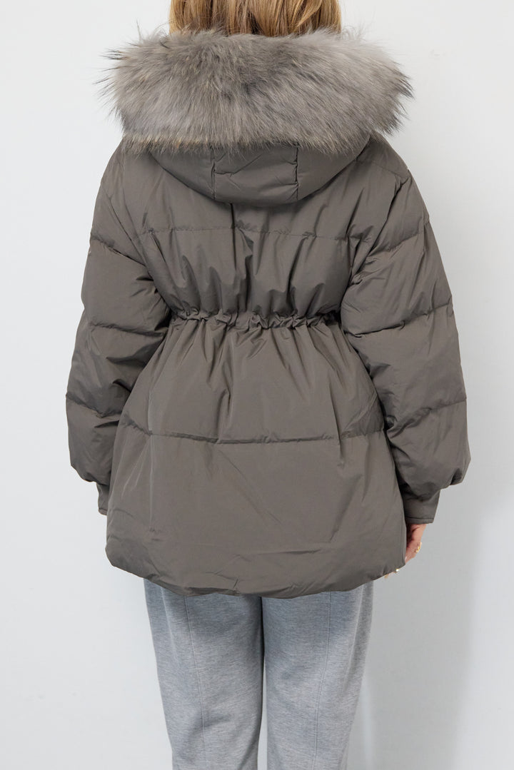 ファーフードダウンコート