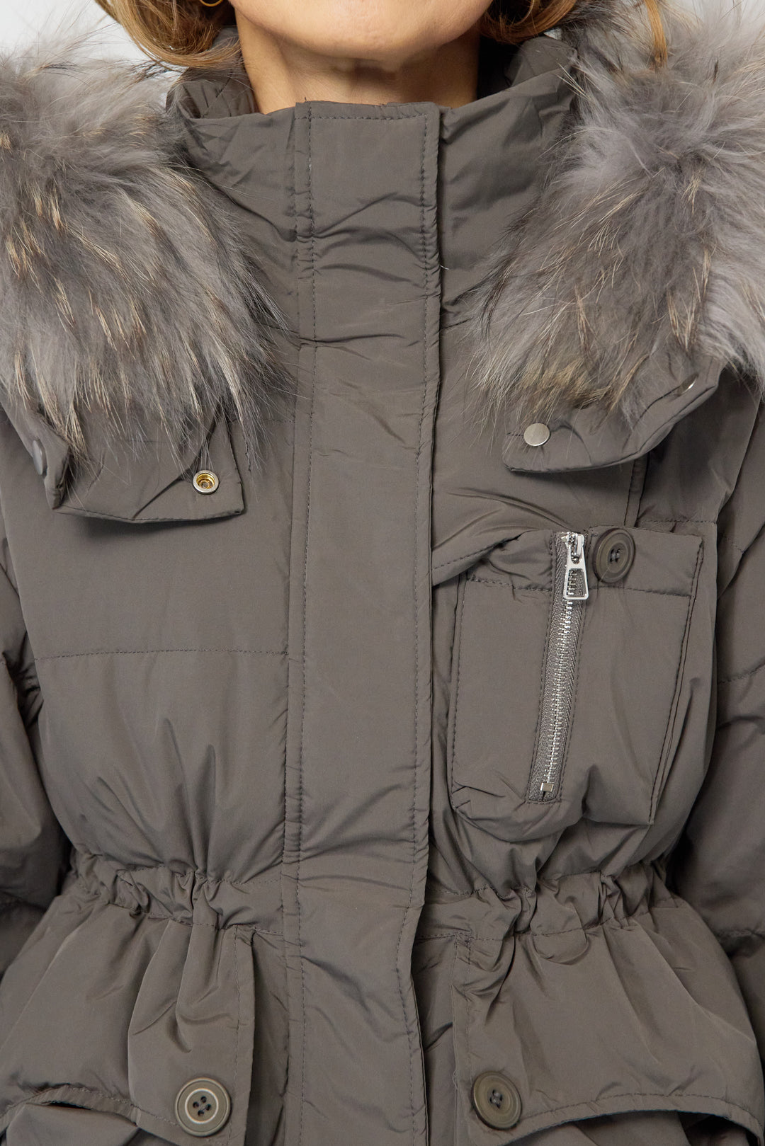 ファーフードダウンコート