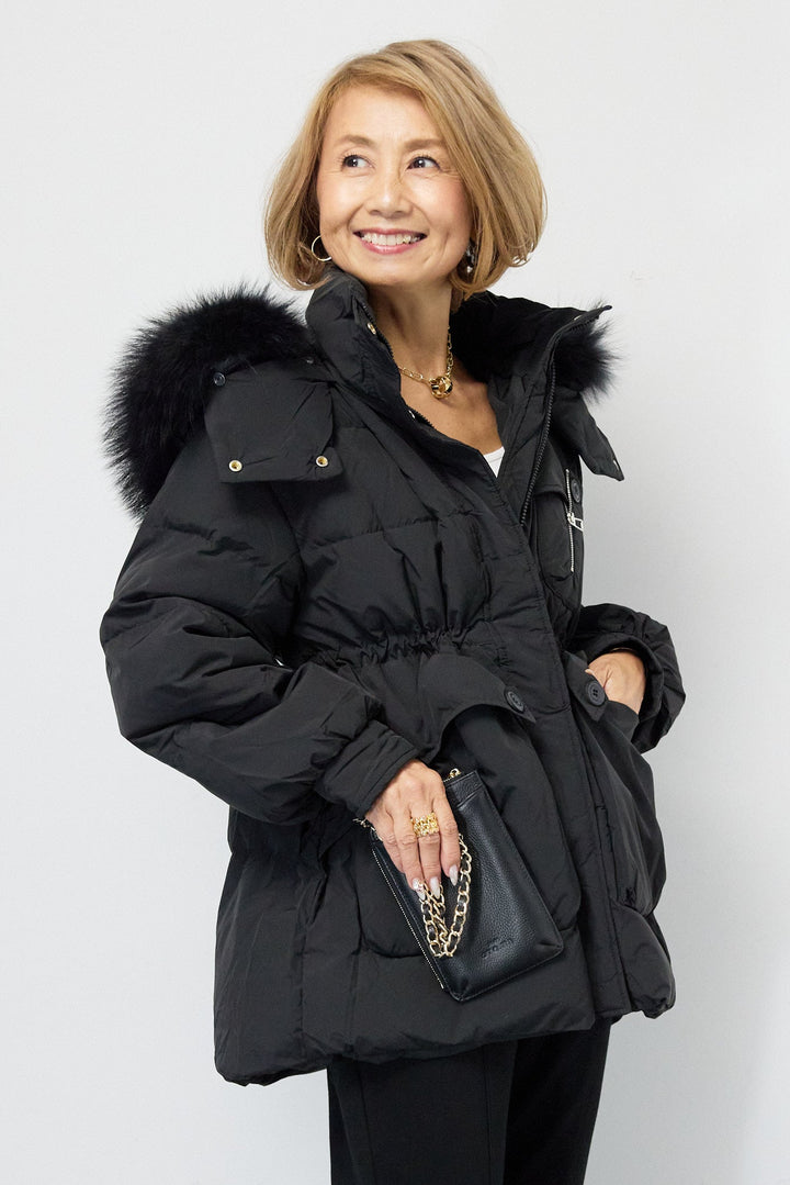 ファーフードダウンコート