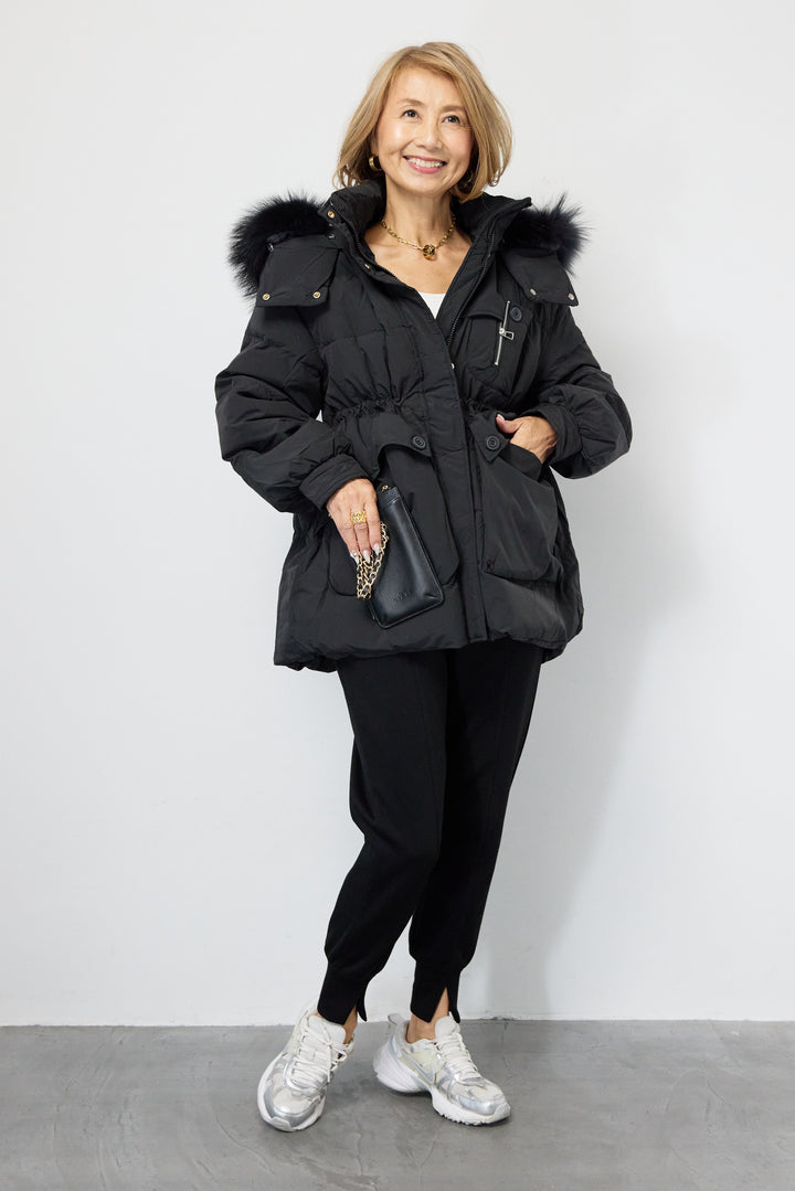 ファーフードダウンコート