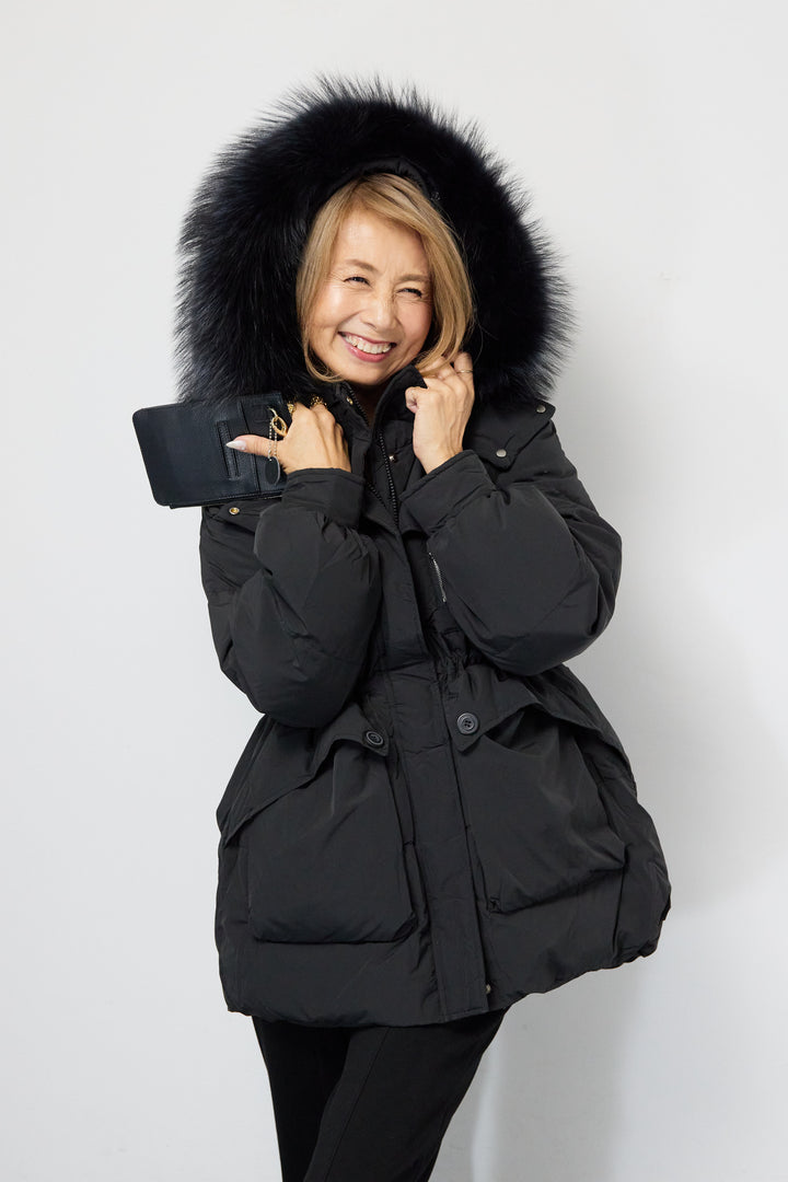 ファーフードダウンコート