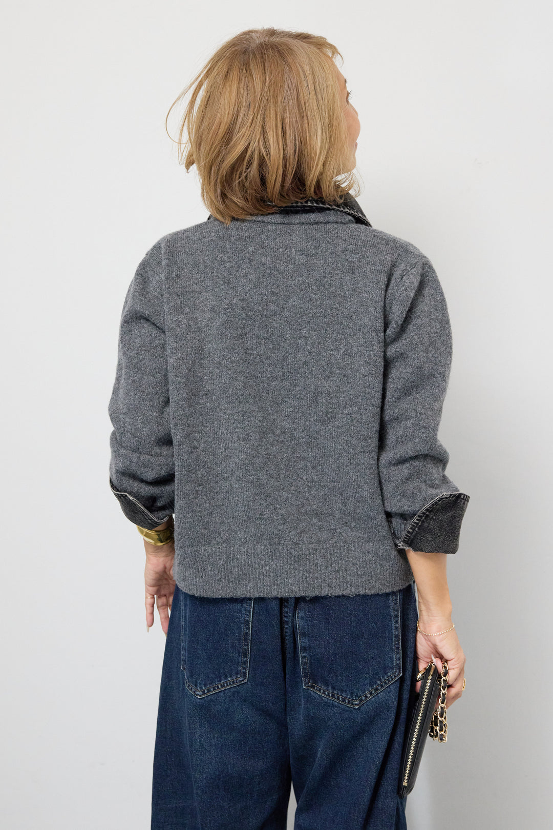 デニム×ニットシャツ