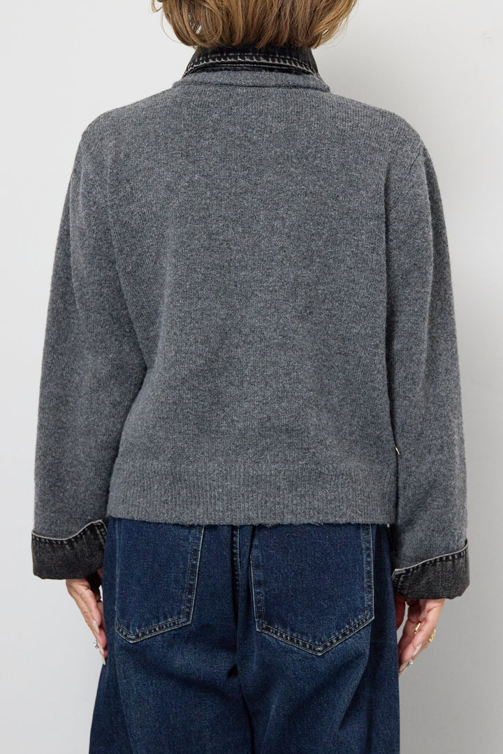 デニム×ニットシャツ
