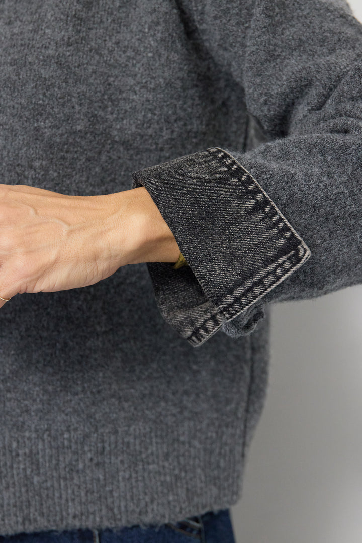 デニム×ニットシャツ