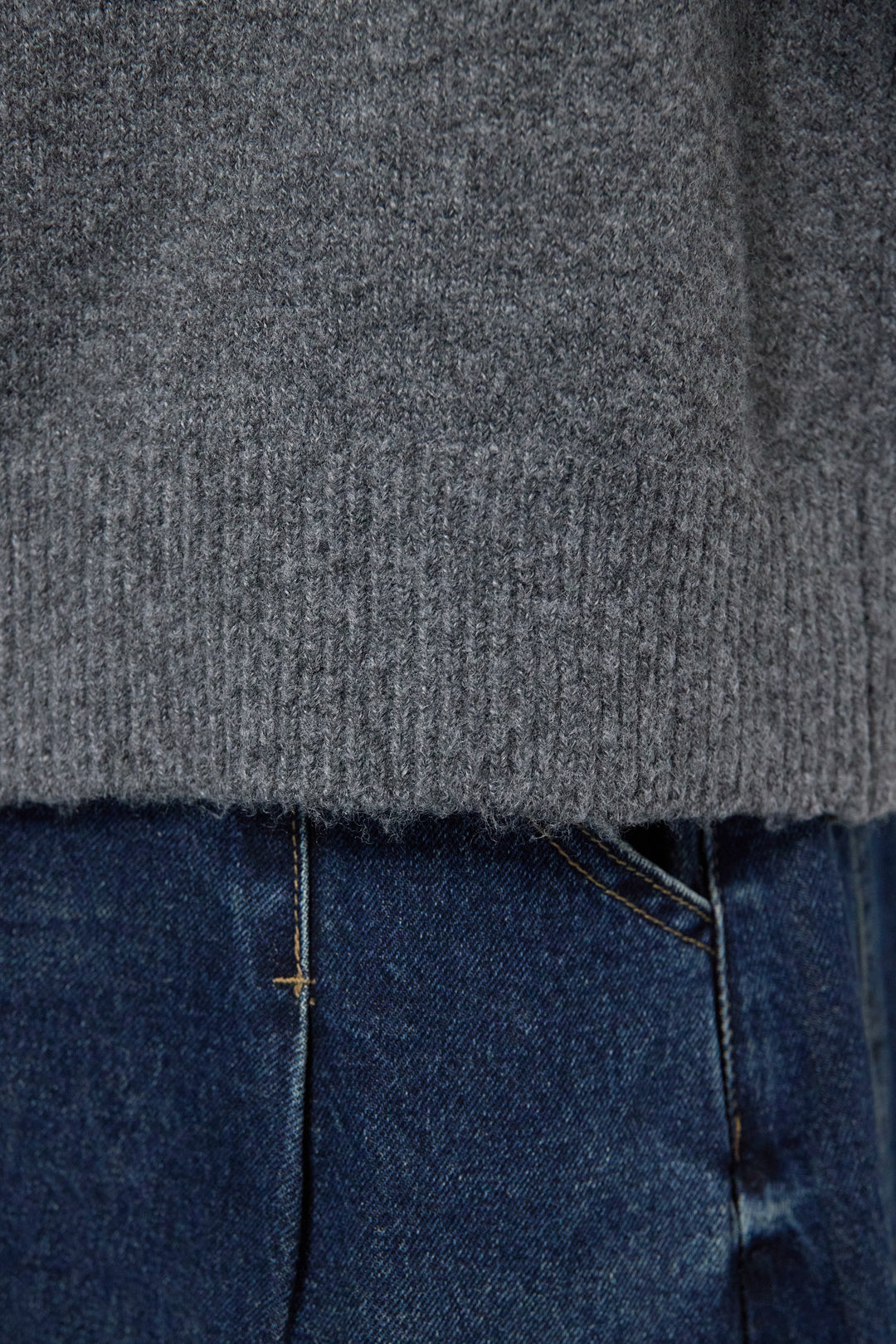 デニム×ニットシャツ
