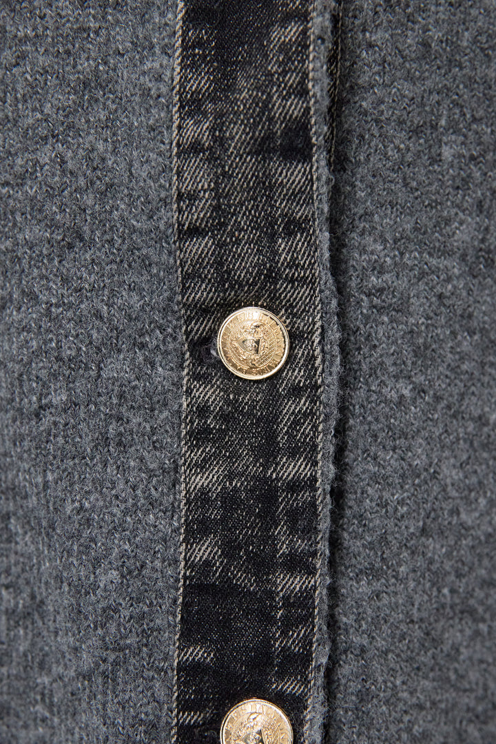 デニム×ニットシャツ