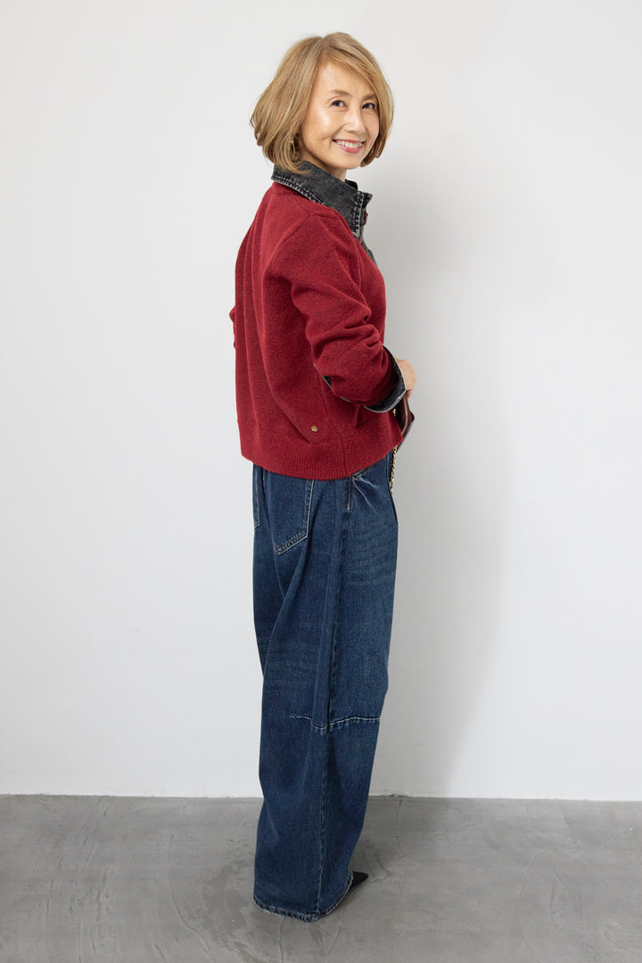 デニム×ニットシャツ