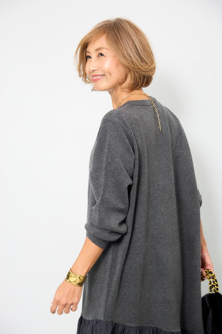 アシメ切替ニットワンピース