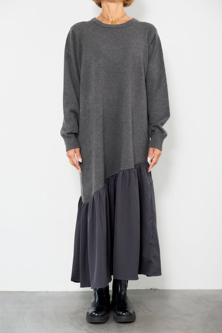 アシメ切替ニットワンピース